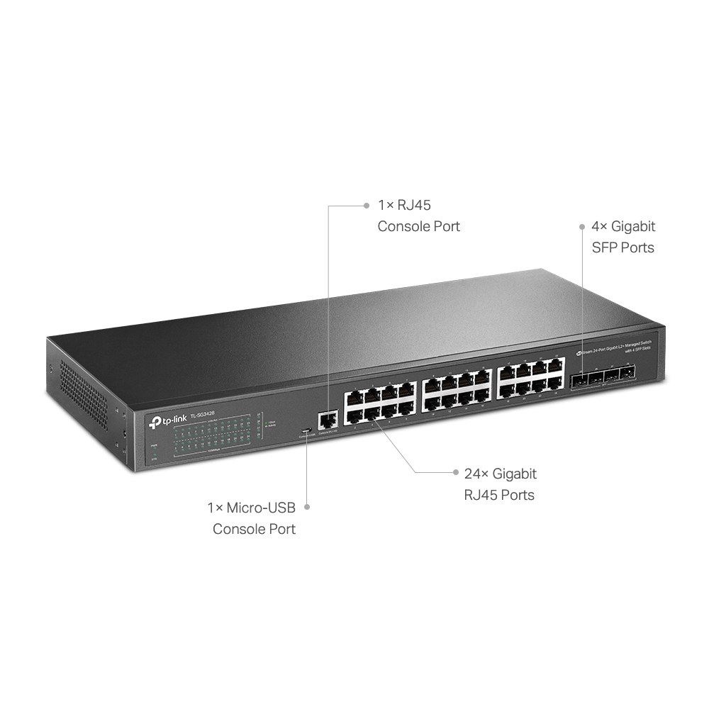 Фото Коммутатор JetStream 24-port Gigabit L2/L2+ Managed Switch with 4 SFP slots, support SDN controller, 1U
