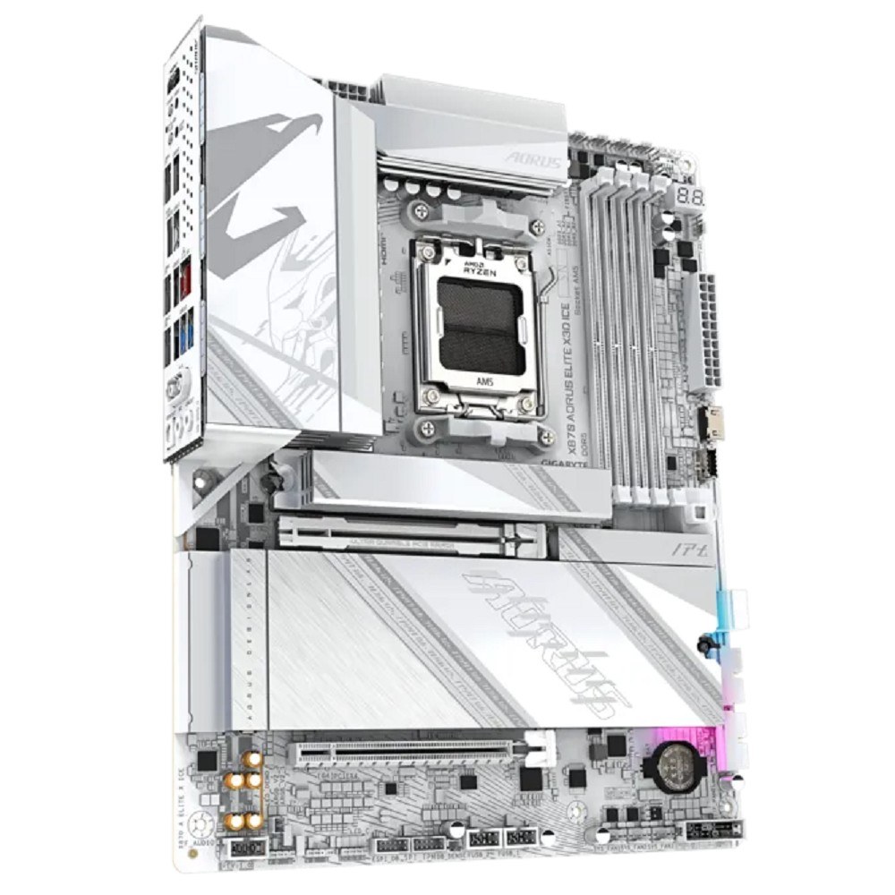 Фото Материнская плата Gigabyte X870 A ELITE X ICE Socket AM5 AMD X870 4xDDR5 ATX AC`97 8ch(7.1) 2.5Gg RAID+HDMI
