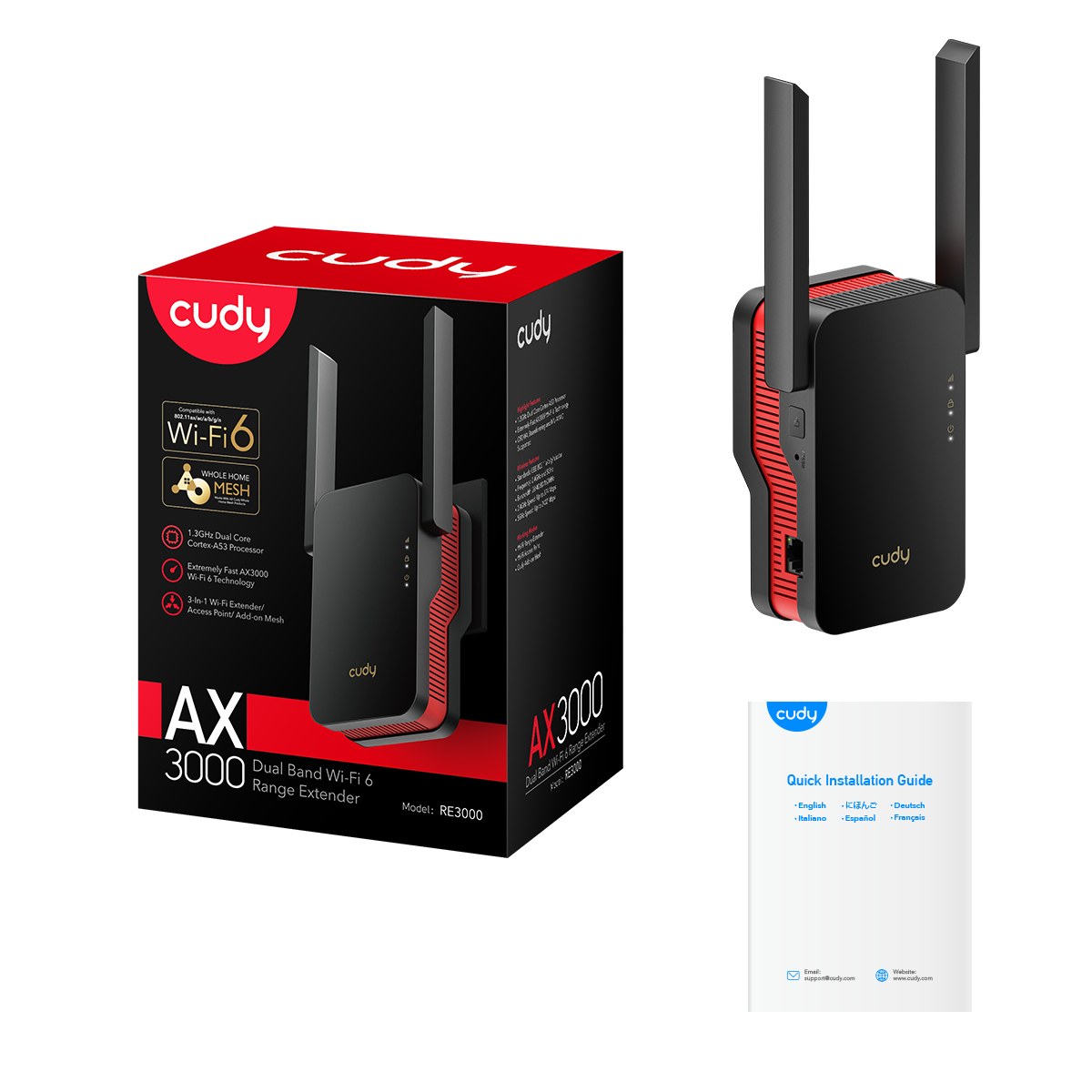 Фото Повторитель беспроводного сигнала Cudy RE3000 AX3000 Wi-Fi черный