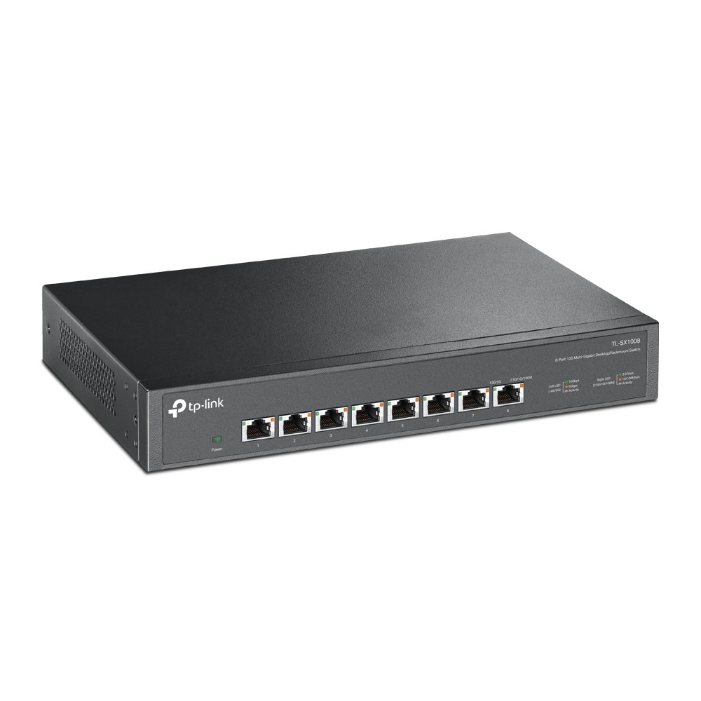 Фото Коммутато TP-Link 8-port Desktop/Rackmount 10G Unmanaged Switch, 8 100/1G/2.5G/5G/10G RJ-45 ports,  1 Fan with intelligent speed control, 100-240 VAC, 50/60 Hz.
