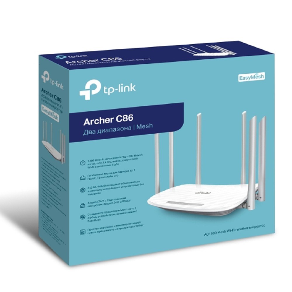 Фото Двухдиапазонный гигабитный Wi-Fi роутер TP-LINK Archer C86 AC1900 с поддержкой MU MIMO/AC1900 Dual-Band Wi-Fi Router