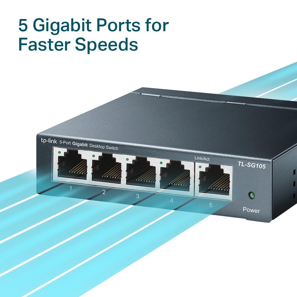 Фото Коммутатор TP-Link SOHO TL-SG105 5-port Desktop Gigabit Switch, 5 10/100/1000M RJ45 ports, metal case