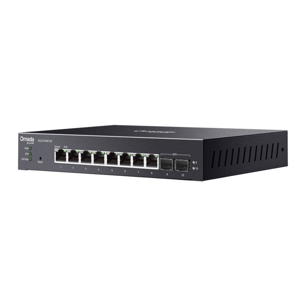 Фото Коммутатор TP-Link SG2210XMP-M2, Smart линейки Omada с 8 портами PoE+ 2,5 Гбит/с и 2 портами SFP+