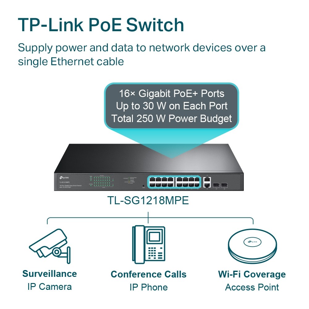 Фото Коммутатор 16-port Gigabit PoE Easy Smart switch, 802.3af on ports 1-16, PoE budget 192 watts, desktop and rack-mountable