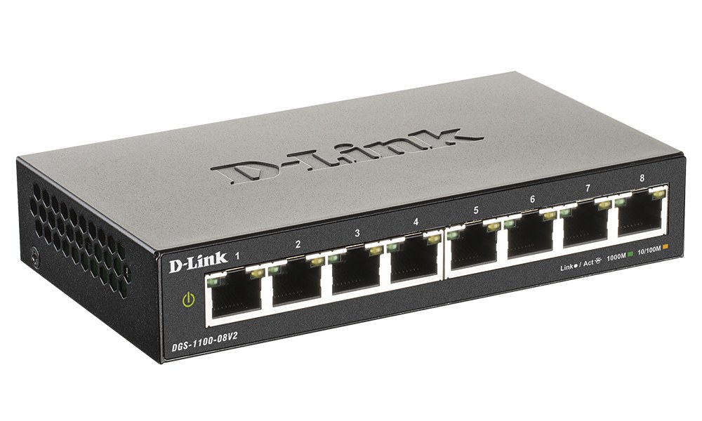 Фото Коммутатор D-Link DGS-1100-08V2/A1A, 8×1 Гбит/с, управляемый