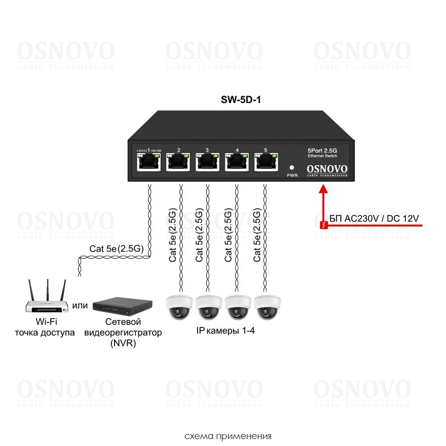 Фото Коммутатор Osnovo SW-5D-1(60W) неуправляемый