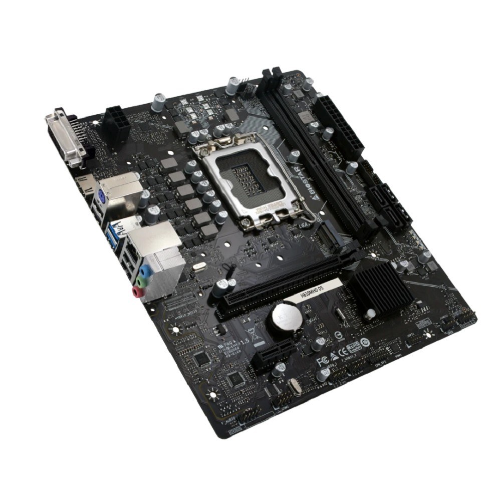 Фото Материнская плата Biostar H610MHD D5, LGA1700, Intel H610, 2xDDR5, 4xSATA, 1xM.2, 1xPCIe 4.0 x16, 1xPCIe 3.0 x1, 1xDP, 1xHDMI, 1x1Gb LAN, 2xUSB-A 5Gbps, 4xUSB-A 2.0, 2x3.5 мм, 7.1, mATX