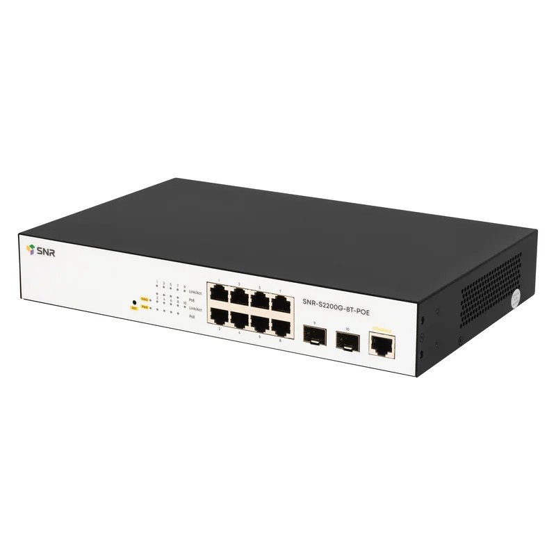 Фото Коммутатор SNR SNR-S2200G-8T-POE, 8×1 Гбит/с PoE + 2×1 Гбит/с SFP, управляемый