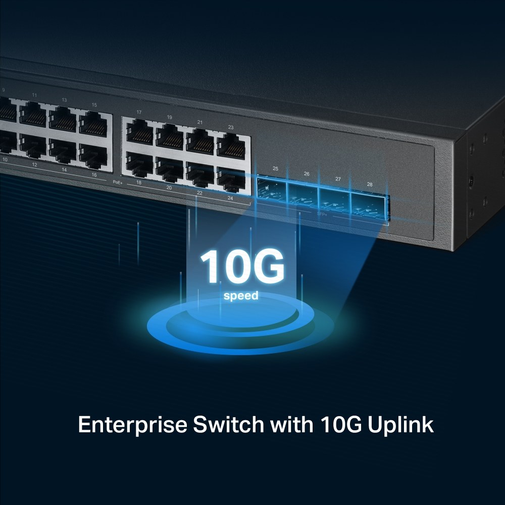 Фото Коммутатор управляемый TP-Link TL-SG3428XPP-M2 JetStream уровня 2+ с 24 портами 2,5 Gbит/с (8 портов PoE++, 16 портов PoE+) и 4 портами SFP+ 10 Gbит/с
