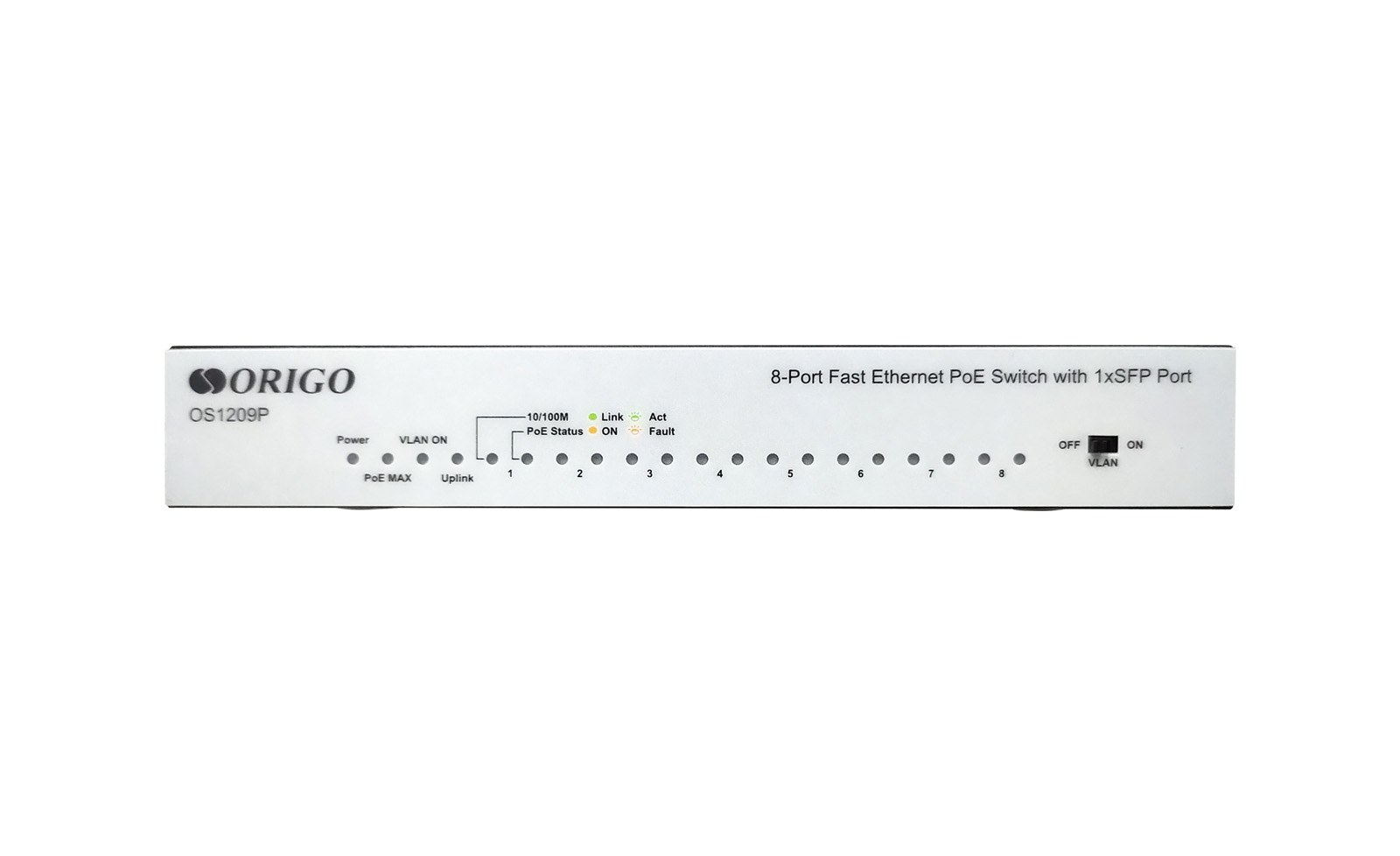 Фото Коммутатор неуправляемый 9-портовый PoE ORIGO OS1209P/A1A 10/100 Мбит/с