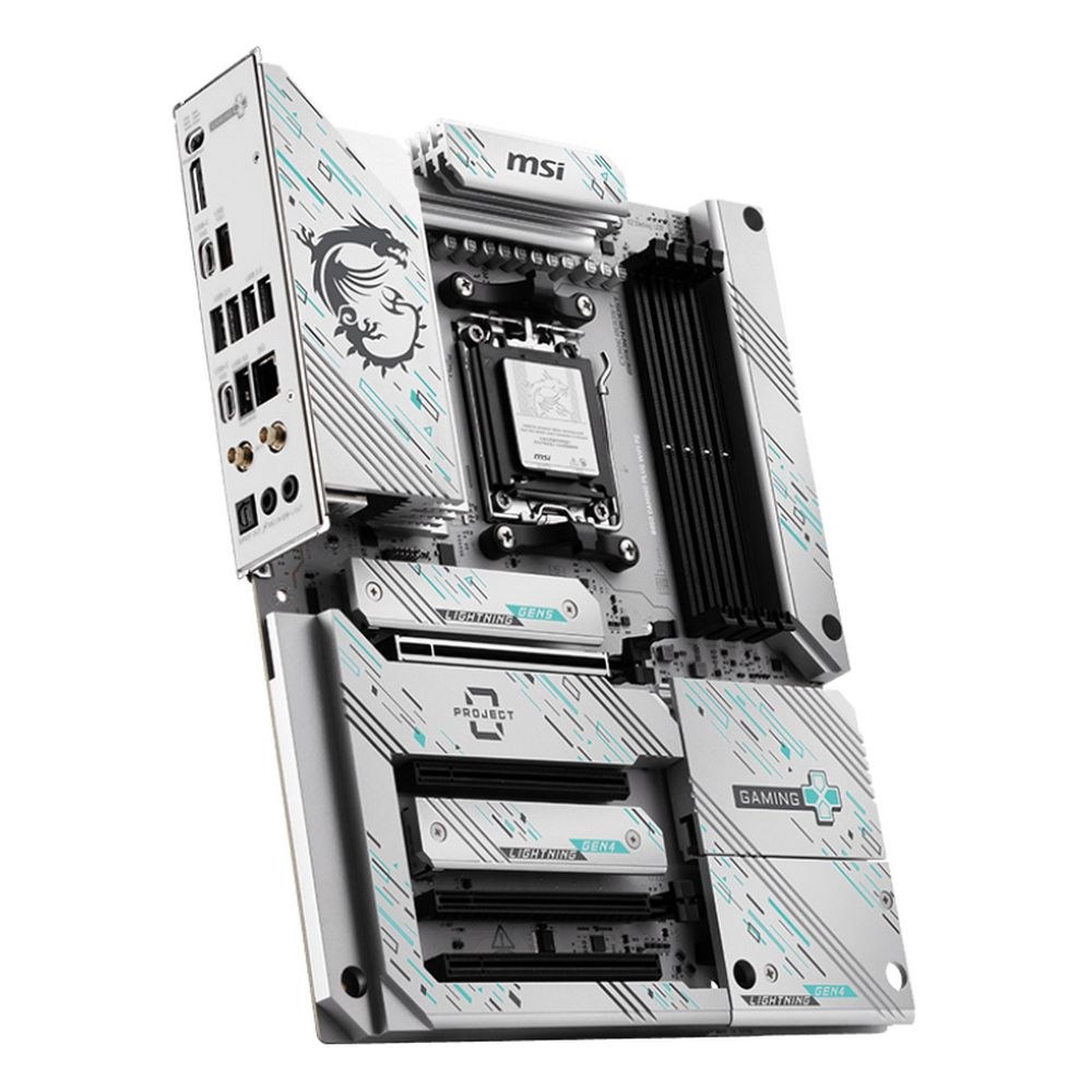 Фото Материнская плата MSI B850 GAMING PLUS WIFI PZ, AM5, AMD B850, 4xDDR5, 4xSATA, 3xM.2, 1xPCIe 5.0 x16, 1xPCIe 4.0 x4, 2xPCIe 3.0 x1, 1xDP, 1x5Gb LAN, Wi-Fi 7, Bluetooth 5.4, 2xUSB-C 10Gbps, 1xUSB-C 5Gbps, 1xUSB-A 10Gbps, 1xUSB-A 5Gbps, 4xUSB-A 2.0, 3x3.5 м