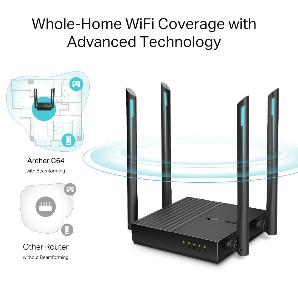 Фото Беспроводной двухдиапазонный MU-MIMO маршрутизатор TP-Link Archer C64 AC1200