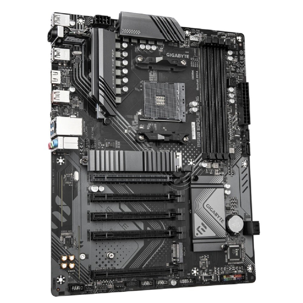 Фото Материнская плата Gigabyte B550 EAGLE WIFI6, AM4, AMD B550, 4xDDR4, 4xSATA, 2xM.2, 1xPCIe 4.0 x16, 4xPCIe 3.0 x16, 1xHDMI, 1x 1Gb LAN, 1xUSB-C 3.2 Gen 1, 1xUSB-A 3.2 Gen 2, 2xUSB-A 3.2 Gen 1, 4xUSB-A 2.0, 3x3.5 мм, 7.1, ATX