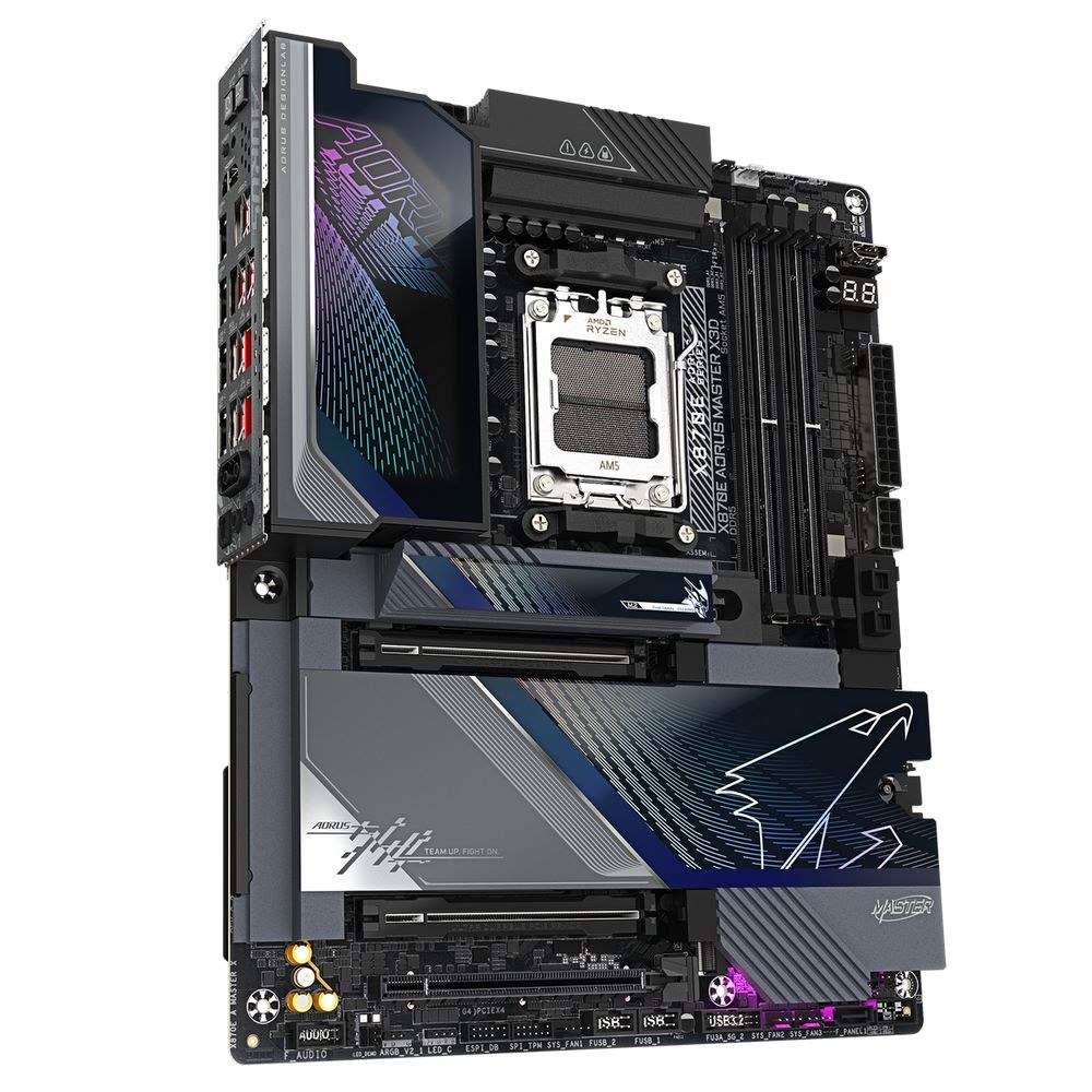 Фото Материнская плата Gigabyte X870E A MASTER X Socket AM5 AMD X870E 4xDDR5 ATX AC`97 8ch(7.1) 1P 10Gigabit + 1P 5Gigabit RAID+HDMI