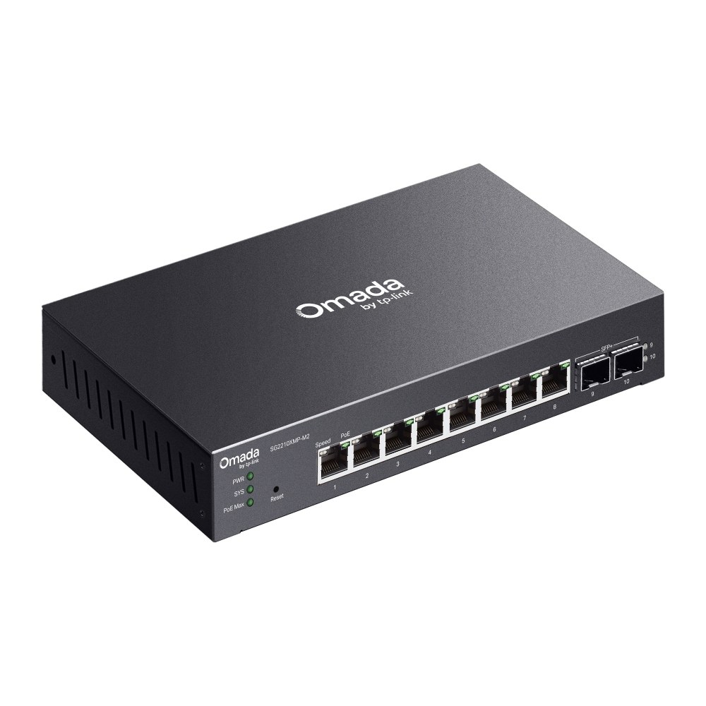 Фото Коммутатор TP-Link SG2210XMP-M2, Smart линейки Omada с 8 портами PoE+ 2,5 Гбит/с и 2 портами SFP+