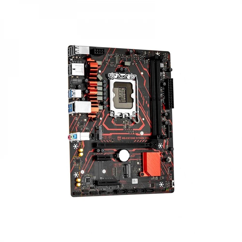 Фото Материнская плата MAXSUN MS-Milestone B760M D5L V2, LGA1700, Intel B760, 2xDDR5, 4xSATA, 2xM.2, 1xPCIe 4.0 x16, 1xPCIe 3.0 x4, 1xPCIe 3.0 x1, 1xHDMI, 1xDP, 1x2.5Gb LAN, 4xUSB-A 5Gbps, 4xUSB-A 2.0, 3x3.5 мм, 5.1, mATX