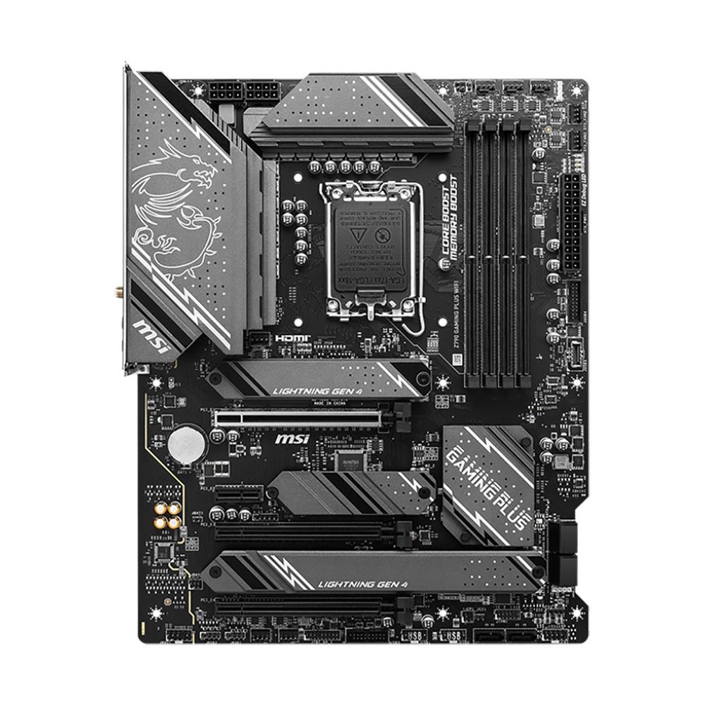 Фото Материнская плата MSI Z790 GAMING PLUS WIFI, LGA 1700, 4xDDR5, 1xPCIe 5.0 x16, 1xPCIe 4.0 x16, 4xM.2, 6xSATA, 1xHDMI, 1xDP, 2.5 Gigabit Ethernet, 7.1 аудио, ATX