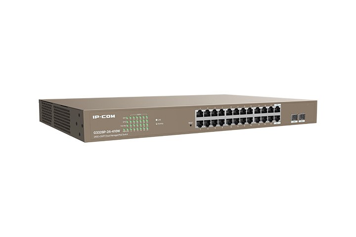 Фото Коммутатор управляемый IP-COM G3326P-24-410W, настенный, настольный, 1000 Мбит/сек, 24 port, SFPx