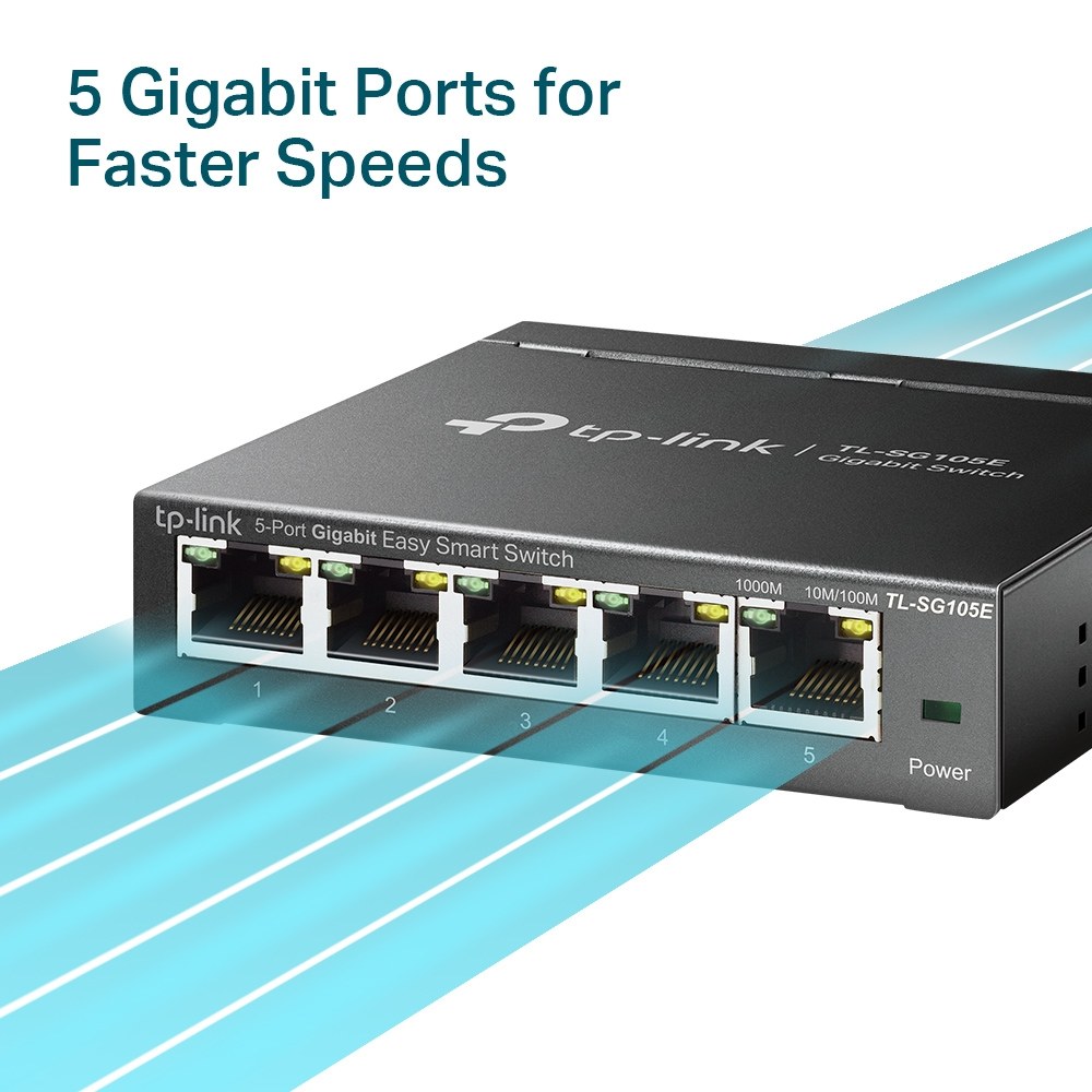 Фото Коммутатор сетевой TP-Link SMB TL-SG105E 5-Port Gigabit Desktop Easy Smart Switch, 5 10/100/1000Mbps RJ45 ports, MTU/Port/Tag-based VLAN, QoS, IGMP Snooping
