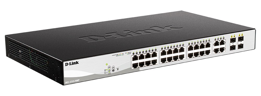 Фото Коммутатор D-Link DGS-1210-28MP/F, 24×1 Гбит/с + 4×1 Гбит/с Combo, настраиваемый