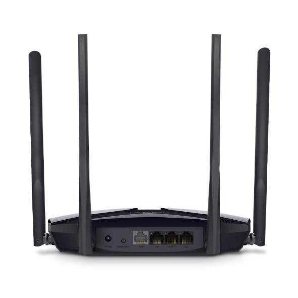 Фото Двухдиапазонный роутер MERCUSYS MR80X AX3000 Wi-Fi 6, до 574 Мбит/с на 2,4 ГГц + до 2402 Мбит/с на 5 ГГц,4 фиксированные внешние антенны, 3 гигабитных порта LAN, 1 гигабитный порт WAN