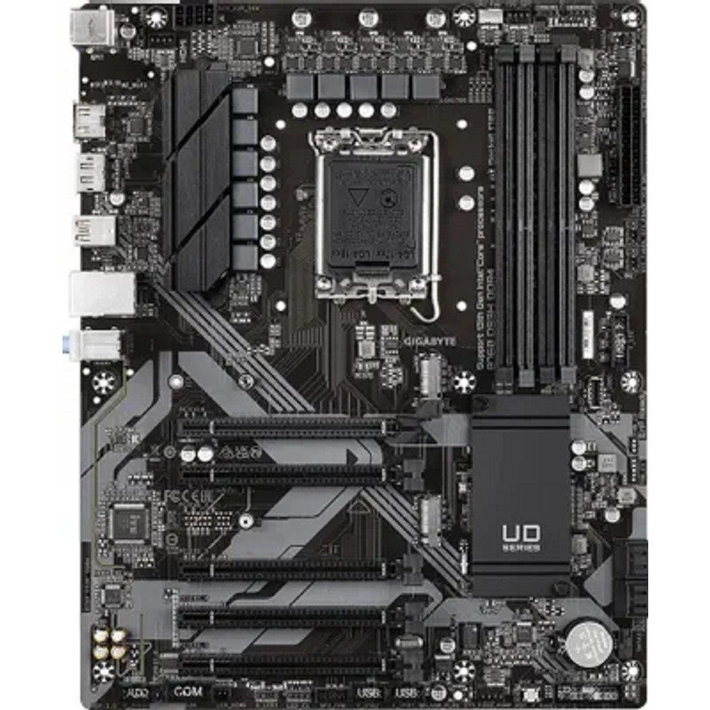 Фото Материнская плата Gigabyte B760 DS3H DDR4, LGA 1700, Intel B760, 4xDDR4, 4xSATA, 2xM.2, 1xPCIe 4.0 x16, 4xPCIe 3.0 x1, 1xHDMI, 1xDP, 1x 1Gb LAN, 1xUSB 3.2 Gen 2, 1xUSB 3.2 Gen 2x2, 4xUSB 2.0, 3x3.5 мм, 7.1, ATX