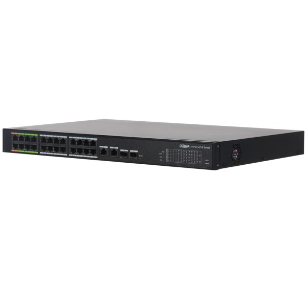 Фото Коммутатор Dahua DH-LR2226-24ET-360, 24×100 Мбит/с + 2×1 Гбит/с + 2×1 Гбит/с Combo, управляемый