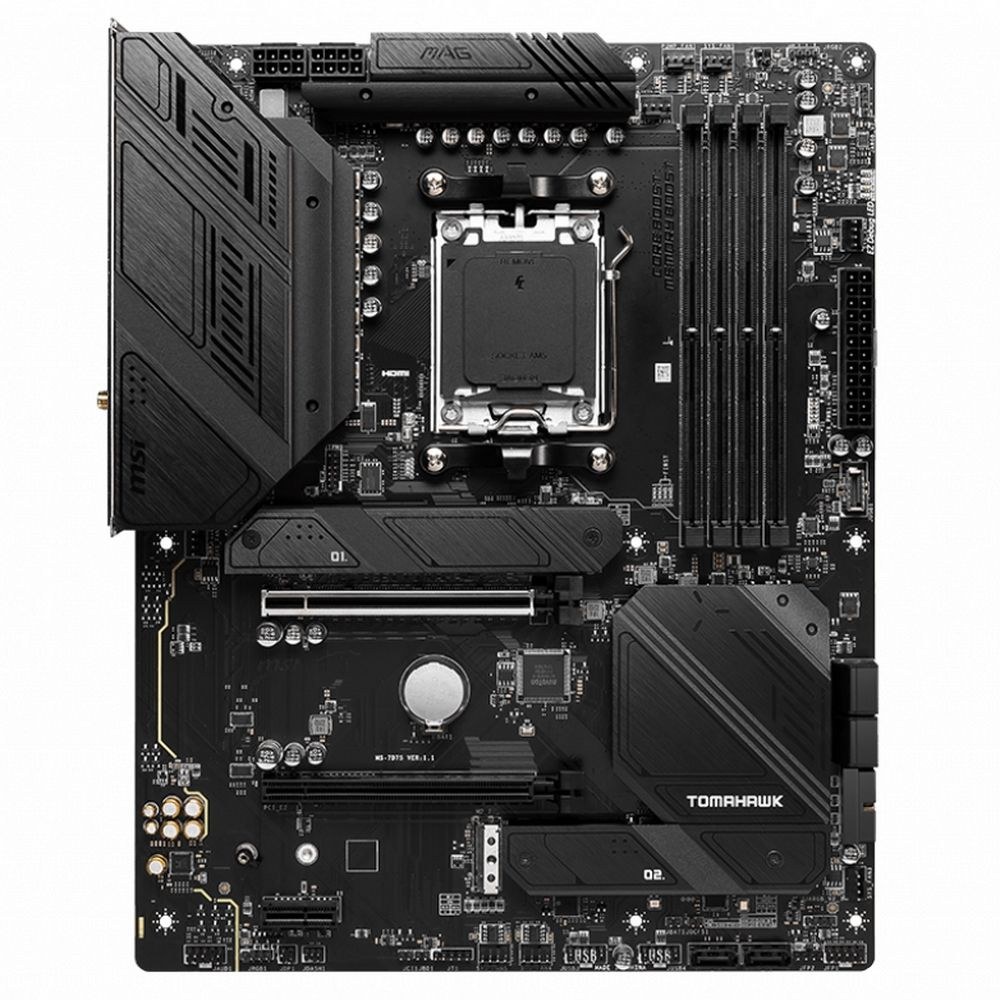 Фото Материнская плата MSI MAG B650 TOMAHAWK WIFI, AM5, AMD B650, 4xDDR5, 6xSATA, 3xM.2, 1xPCI-E 4.0 x16, 1xPCI-E 4.0 x2, 1xHDMI, 1xDisplayPort, 1xUSB Type-C, 1x2.5Gb LAN, 2xUSB-A 2.0, 3xUSB-A 3.2 Gen 1, 3xUSB-A 3.2 Gen 2, 5x3.5 мм, 7.1, Standard-ATX