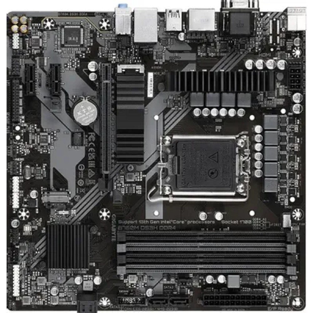 Фото Материнская плата Gigabyte B760M DS3H DDR4, LGA 1700, Intel B760, 4xDDR4, 4xSATA, 2xM.2, 1xPCIe 4.0 x16, 2xPCIe x1, 1xHDMI, 1xDP, 1xVGA, 1x 2.5Gb LAN, 3xUSB-A 3.2 Gen 1, 1xUSB-C 3.2 Gen 2, 2xUSB-A 2.0, 3x3.5 мм, 7.1, mATX