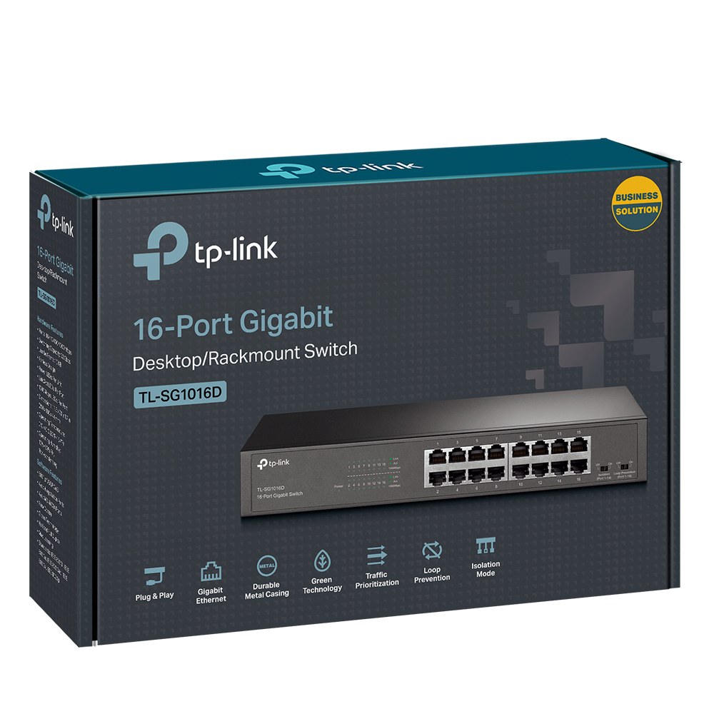 Фото Коммутатор сетевой TP-Link SMB TL-SG1016DE 16-Port Gigabit Easy Smart Switch, 16 10/100/1000Mbps RJ45 ports, MTU/Port/Tag-based VLAN, QoS, IGMP Snooping