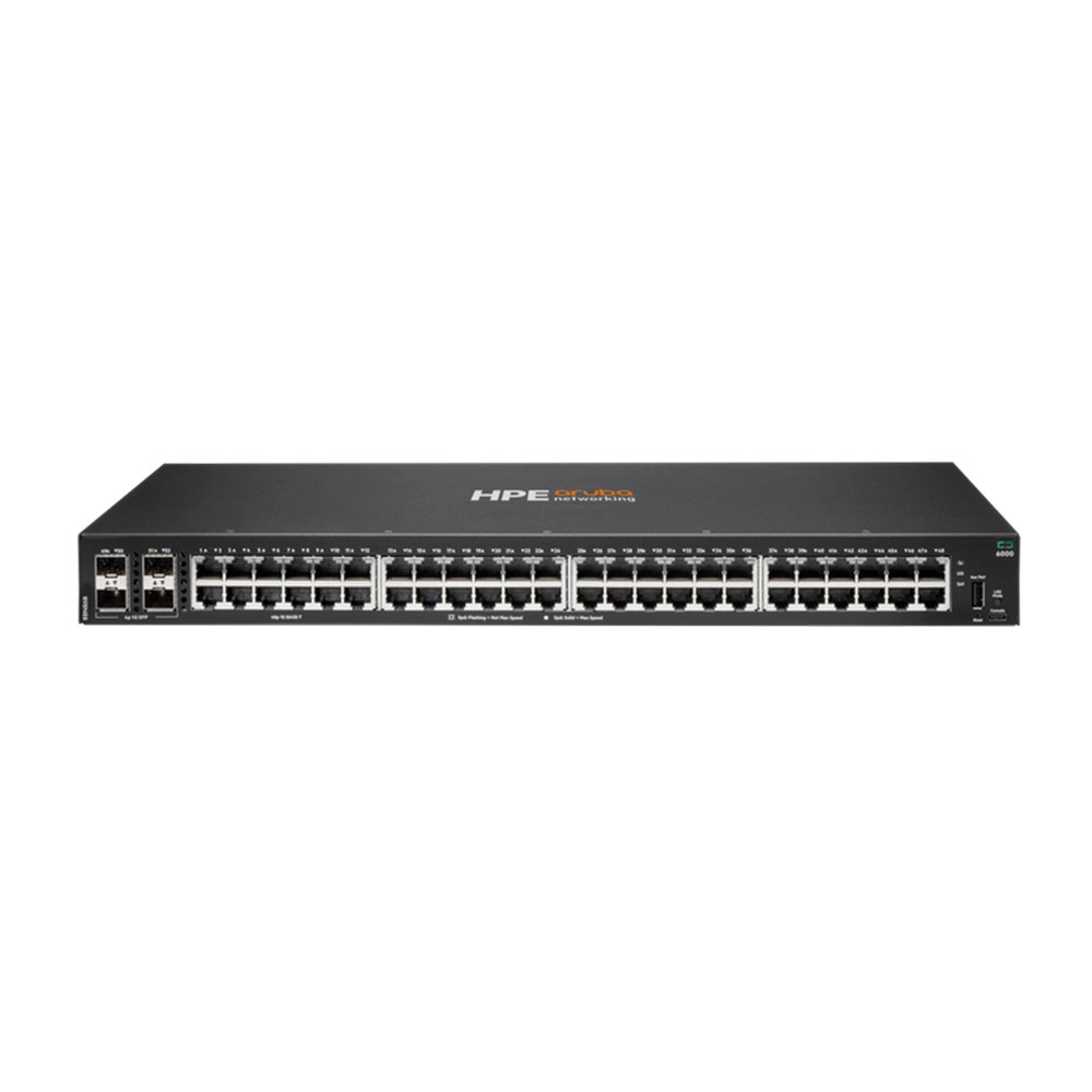 Фото Коммутатор HPE Aruba Networking CX 6000 48G 4SFP (R8N86B), 48×1 Гбит/с + 4×1 Гбит/с SFP Uplink, управляемый