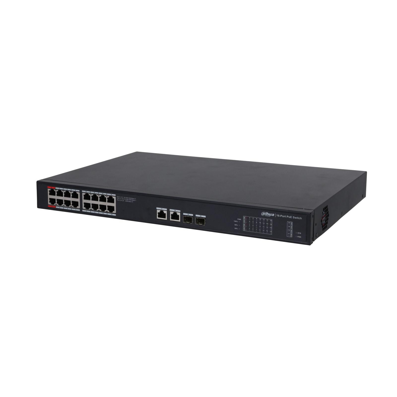 Фото Коммутатор Dahua DH-PFS3220-16GT-240, 16×1 Гбит/с + 2×1 Гбит/с SFP, неуправляемый