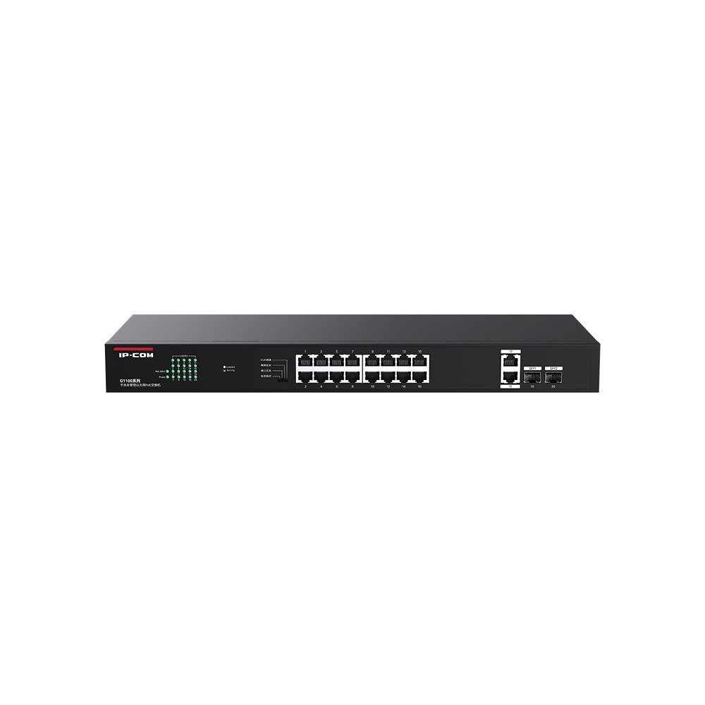 Фото Коммутатор IP-COM G1120P-16-150W, 16×1 Гбит/с PoE + 2×1 Гбит/с + 2×1 Гбит/с SFP, неуправляемый