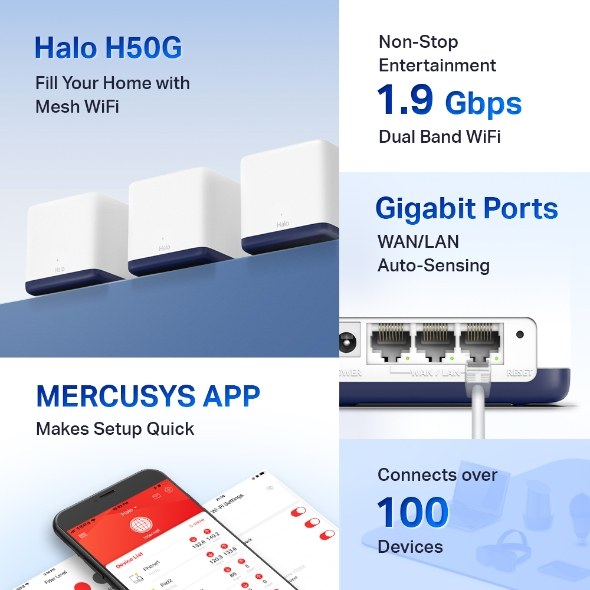 Фото Mesh-система Mercusys Halo H50G (3 шт.) AC1900