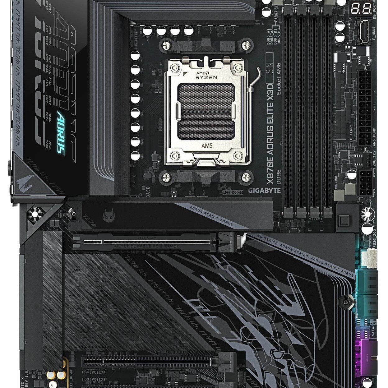 Фото Материнская плата Gigabyte X870E AORUS ELITE X3D Socket AM5 AMD X870E 4xDDR5 ATX AC`97 8ch(7.1) 5Gigabit RAID+HDMI