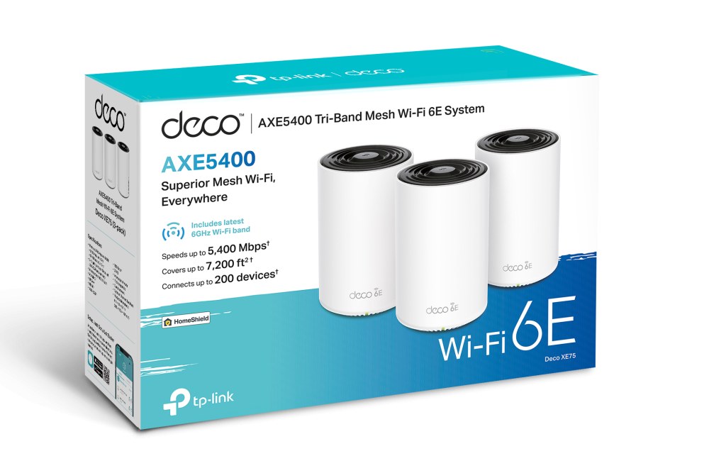 Фото Бесшовный Mesh роутер TP-Link Deco XE75 AXE5400 10/100/1000BASE-TX белый (упак.:3шт)