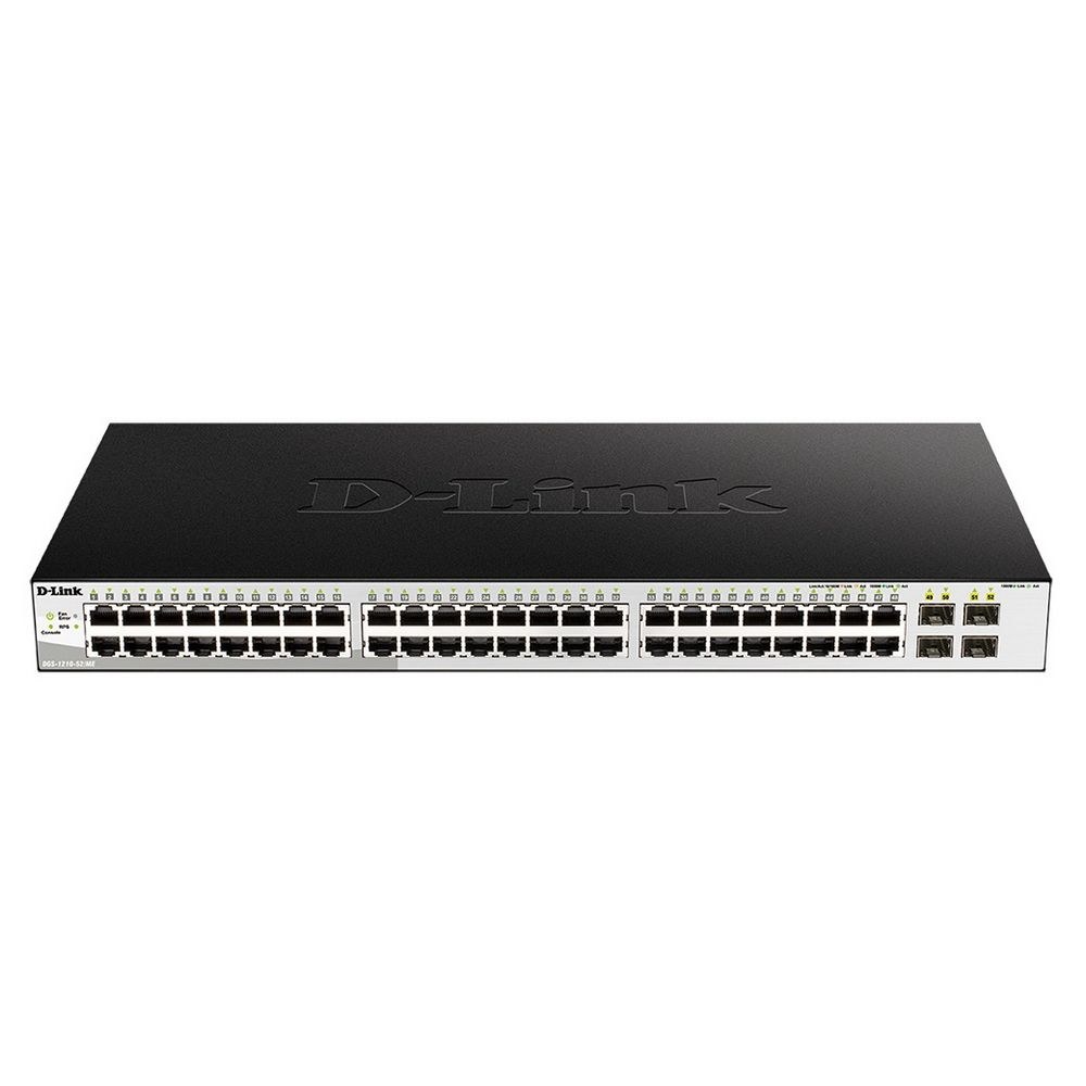 Фото Коммутатор D-Link DGS-1210-52X/ME/C1A, 48×1 Гбит/с + 4×10 Гбит/с SFP+, управляемый