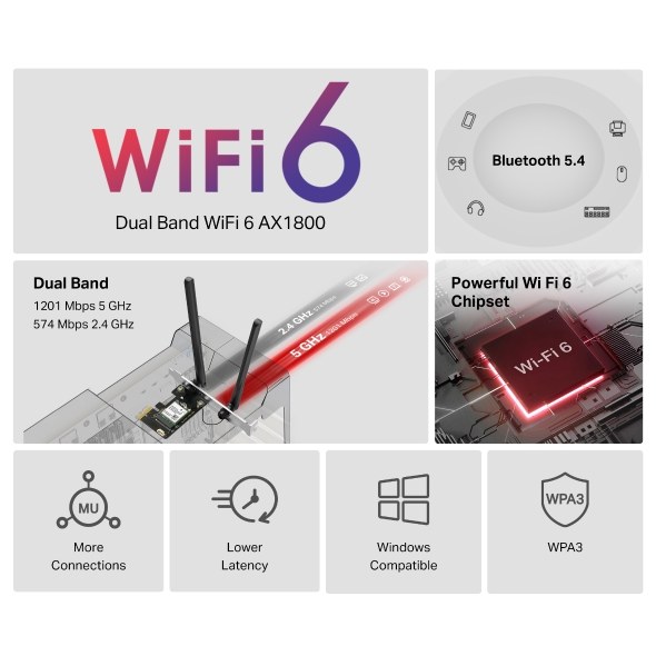 Фото PCI-E Wi-Fi адаптер Mercusys MA70XE AX3000