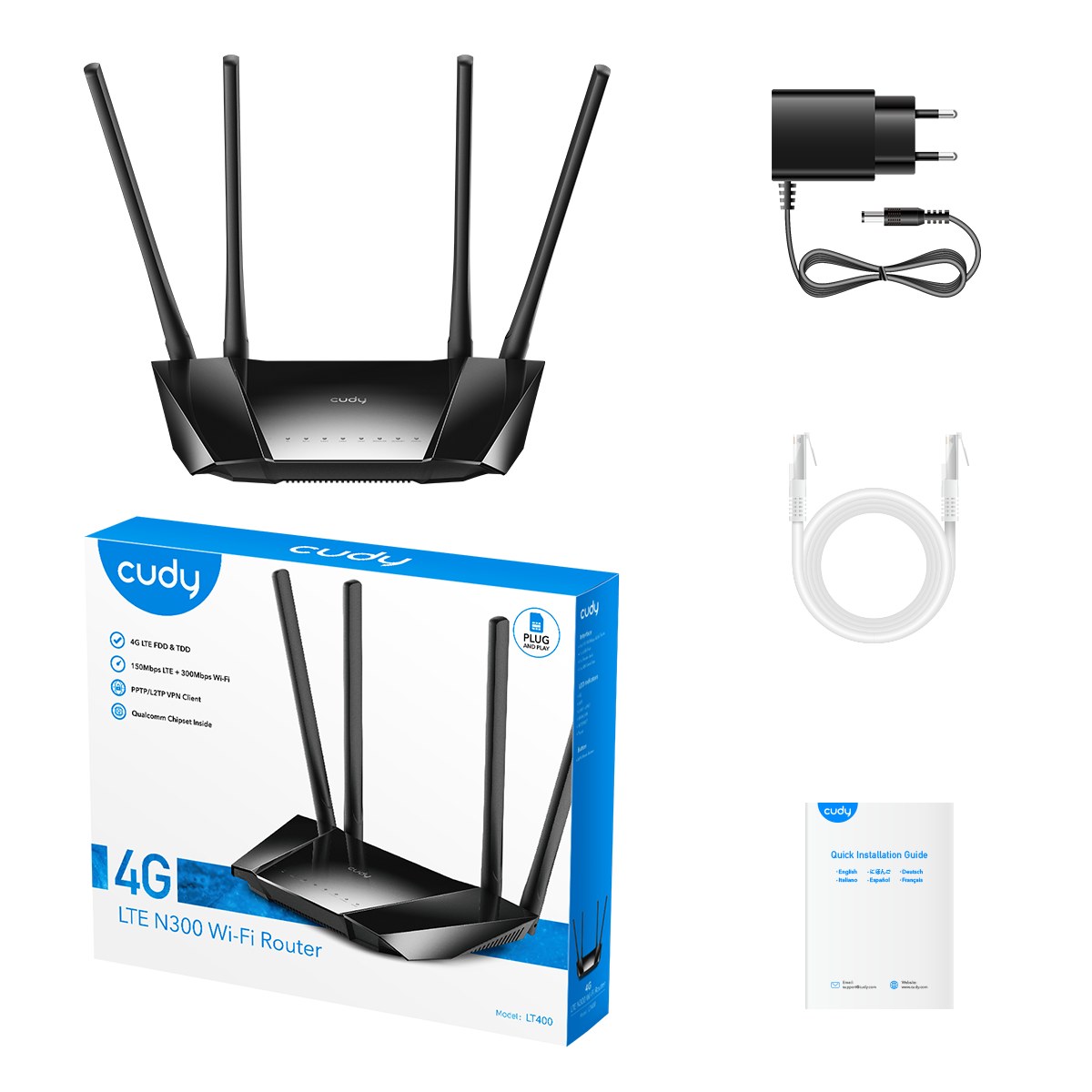 Фото Роутер беспроводной Cudy LT400 N300 10/100BASE-TX/4G cat.4 черный