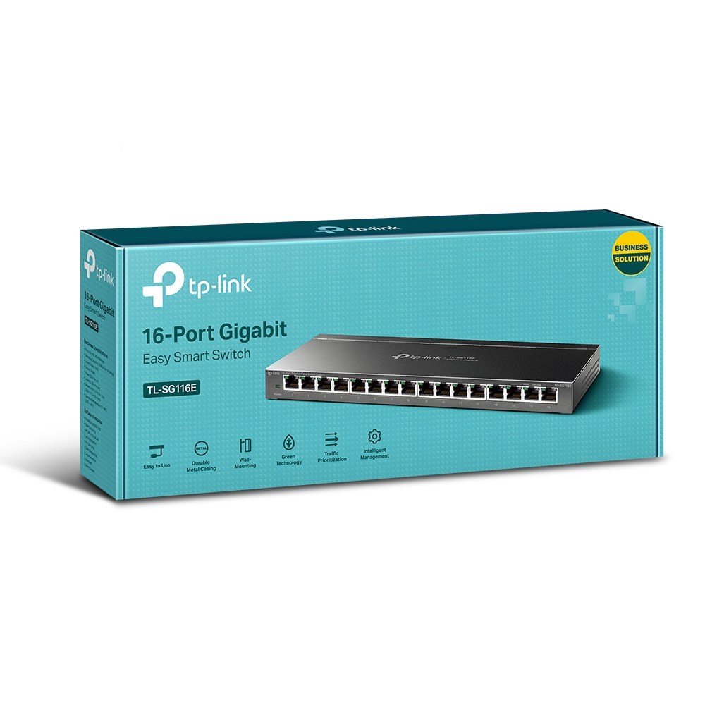 Фото Коммутатор сетевой TP-Link 16-Port Gigabit Easy Smart Switch, 16 Gigabit RJ45 Ports, Desktop Steel Case, MTU/Port/Tag-based VLAN, QoS, IGMP Snooping, Web/Utility Management