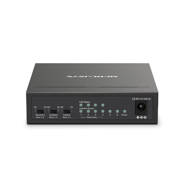 Фото Коммутатор настольный Mercusys MS106LP с 6 портами 10/100 Мбит/с (4 порта PoE+)