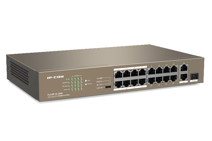Фото Коммутатор IP-COM F1118P-16-150W, 16×100 Мбит/с PoE + 1×1 Гбит/с + 1×1 Гбит/с Комбо (RJ45/SFP), неуправляемый