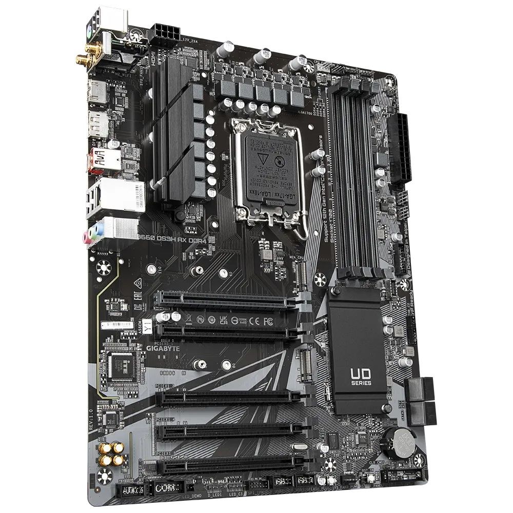 Фото Материнская плата Gigabyte B660 DS3H AX DDR4 Soc-1700 Intel B660 4xDDR4 ATX AC`97 8ch(7.1) GbLAN RAID+HDMI+DP