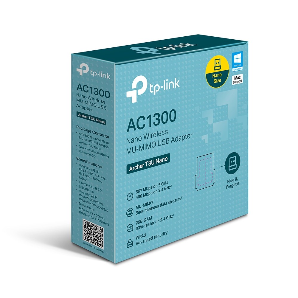 Фото Ультракомпактный Wi-Fi USB-адаптер TP-Link Archer T3U Nano AC1300 с поддержкой MU-MIMO