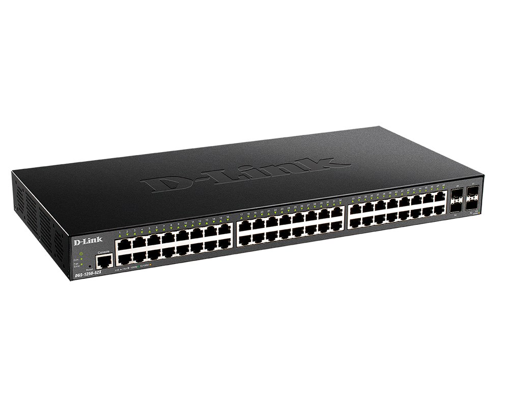 Фото Коммутатор D-Link DGS-1250-52X/A1A 48G 4SFP+ управляемый