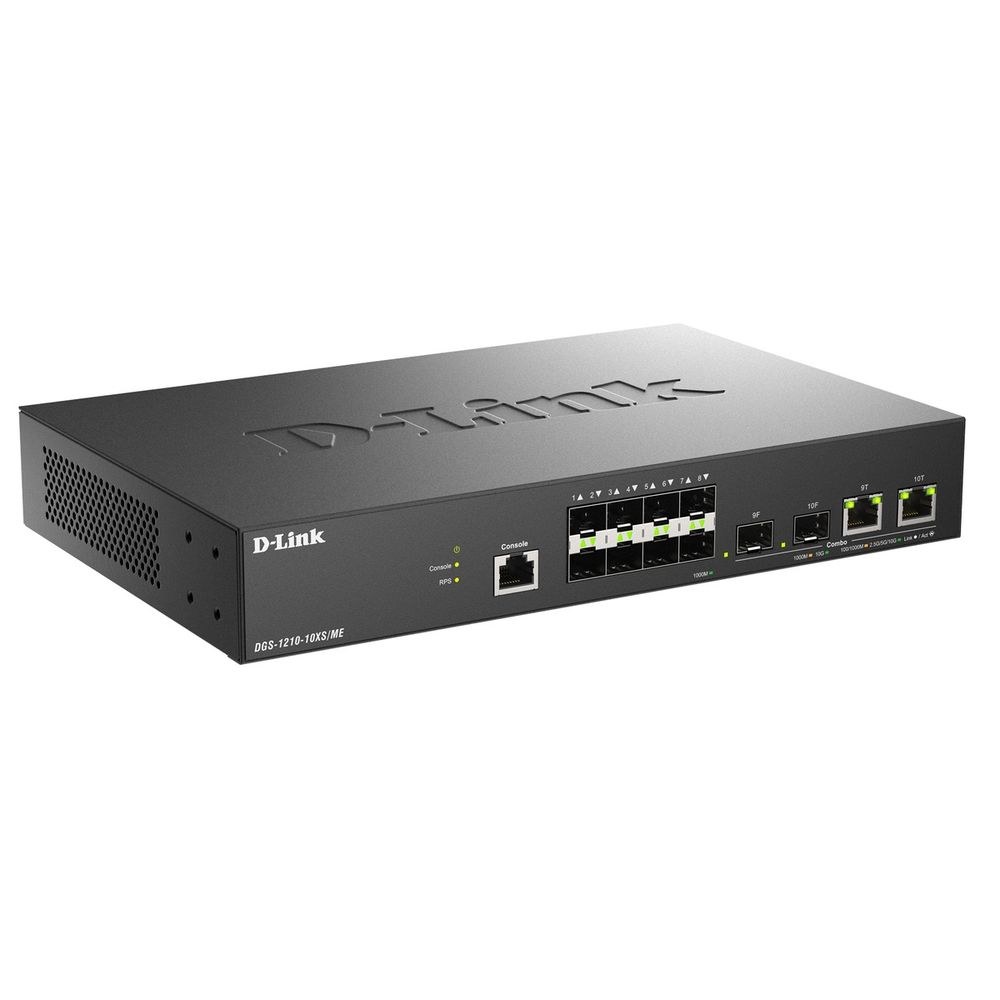 Фото Коммутатор D-Link DGS-1210-10XS/ME/C1A Управляемый L2 коммутатор с 8 портами 1000Base-X SFP и 2 комбо-портами 10Gbase-T/SFP+
