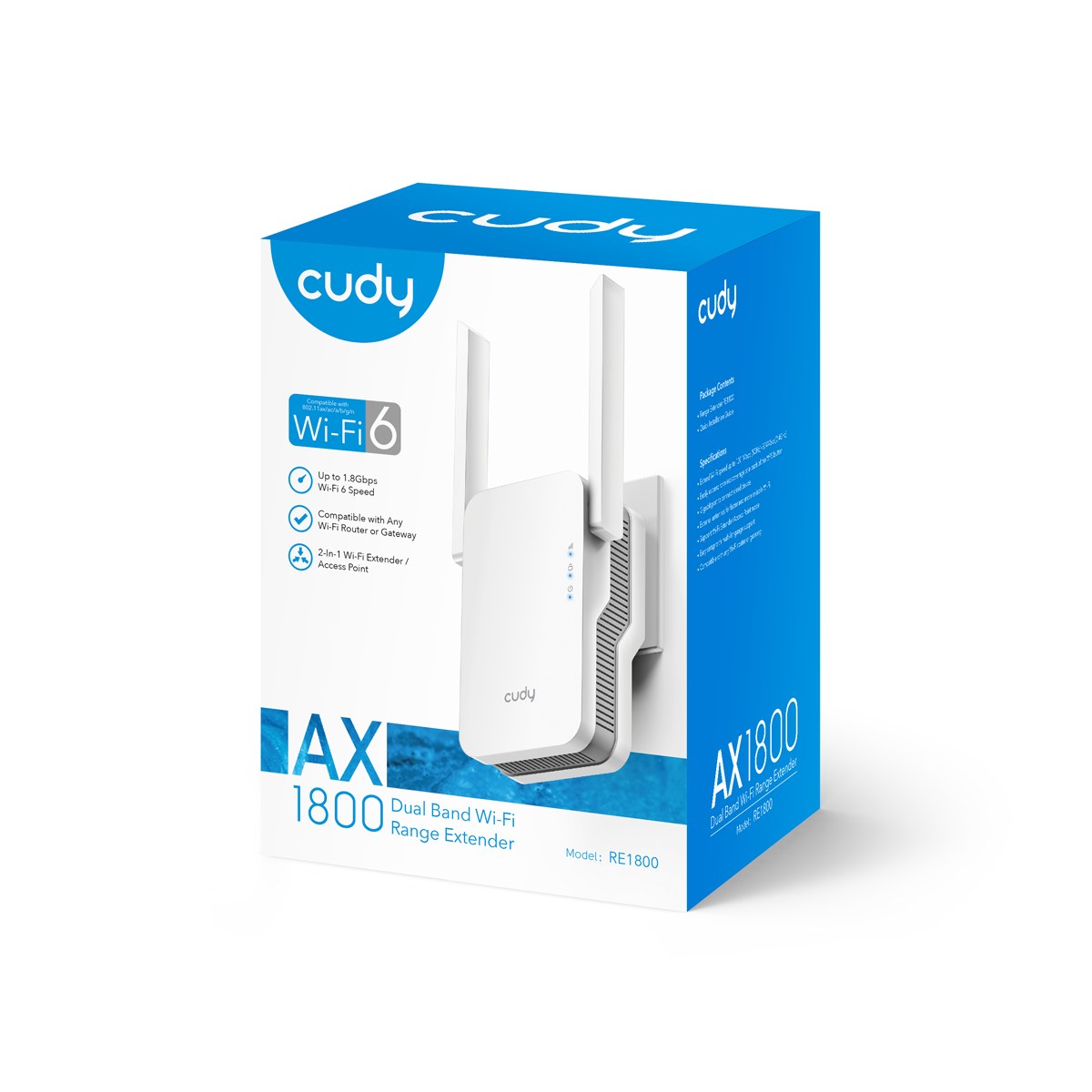 Фото Повторитель беспроводного сигнала Cudy RE1800 AX1800 10/100/1000BASE-TX/Wi-Fi белый