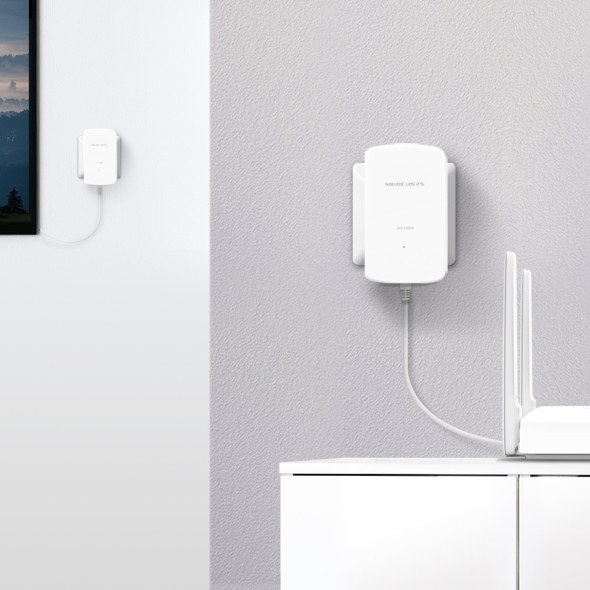 Фото Комплект гигабитных адаптеров Mercusys AV1000 Gigabit Powerline Kit, HomePlug AV2 standard, 1 Gigabit port, 300m over electrical circuits, plug and play.
