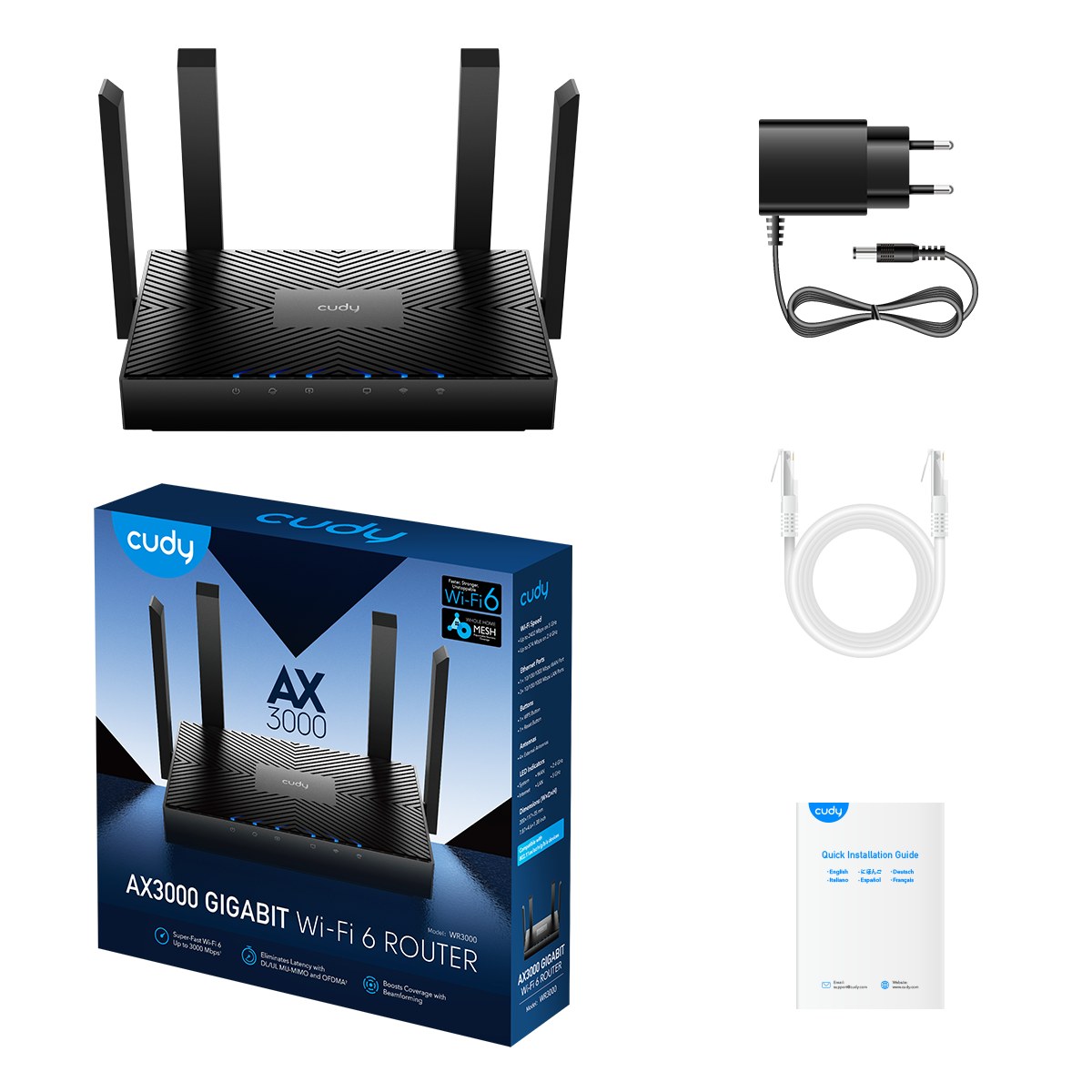 Фото Роутер Cudy WR3000 AX3000 10/100BASE-TX/Wi-Fi черный