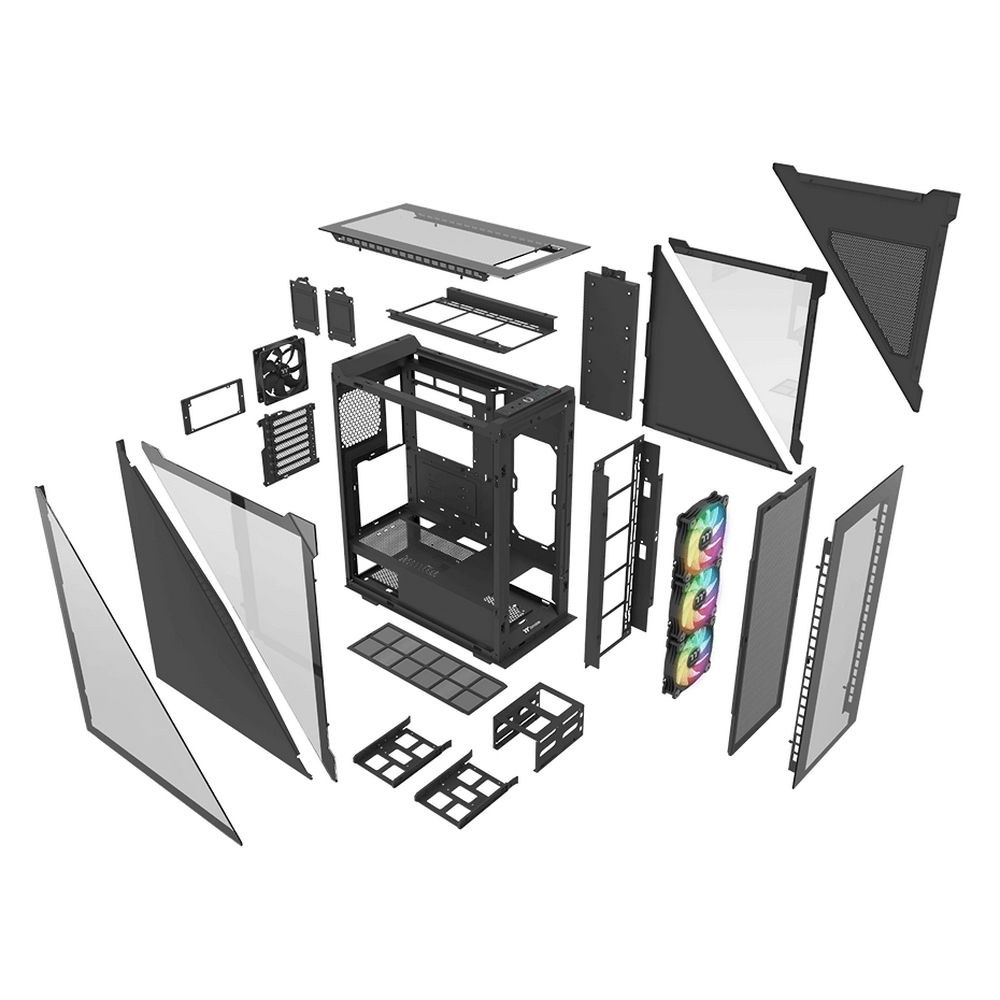 Фото Компьютерный корпус Thermaltake Divider 500 TG ARGb CA-1T4-00M1WN-01 Black/Win/SPCC/Tempered Glass*4/120мм ARGb Fan*3/120мм Standard Fan*1 (527880)